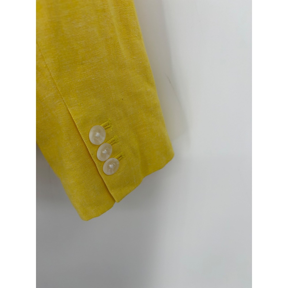 Banana Republic Blazer Womens 10 Yellow Stretch Linen Single Button Professional - Picture 8 of 11